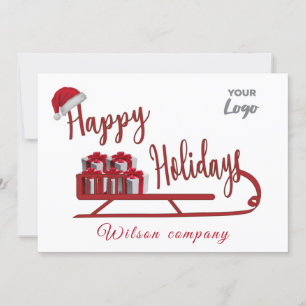 Modern Typografie Sledge Happy Holidays Logo Feiertagskarte
