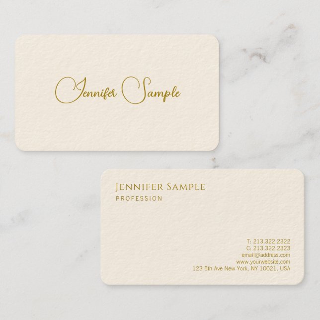 Modern Typografy Business Cards Gold Look Text Visitenkarte (Vorne/Hinten)