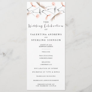 Modern Typografy Dandelion Wedding Program Card Programm