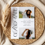 Modern Typography 2 Photos Elegant Graduation Einladung<br><div class="desc">Graduation Invitation with 2 Photo Collage, Modern Script Graduation Announcement, Trendy Cursive and Capital Letter Grad Party Invite. Celebrate your big achievement with this stylish graduation invitation card featuring the word “Graduation” in a trendy, elegant font that blends flowing cursive with bold capital letters. This modern typography style is extremely...</div>