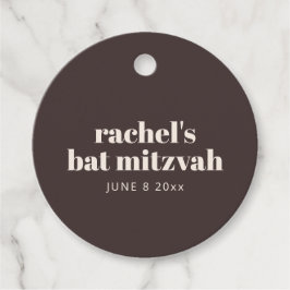 Modern Typography Brown Bat Mitzvah Personalized Geschenkanhänger