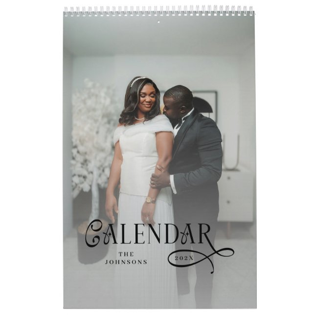 Modern Typography Custom Newlyweds Wedding Photo Kalender (Titelbild)
