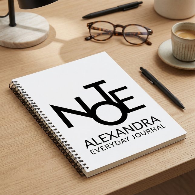Modern Typography Everyday Journal Black White  (Créateur téléchargé)