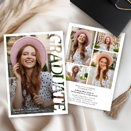 Modern Typography Graduate 4 Photo Collage Einladung