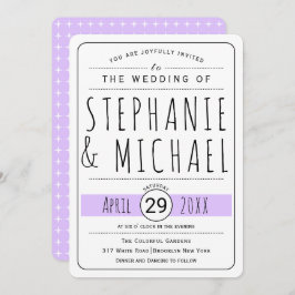 Modern typography lavender wedding rounded einladung