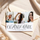 Modern Typography Multi Photo Elegant Graduation Einladung<br><div class="desc">Graduation Invitation with 3 Photo Collage, Modern Script Graduation Announcement, Trendy Cursive and Capital Letter Grad Party InviteCelebrate your big achievement with this stylish graduation invitation card featuring the word “Graduation” in a trendy, elegant font that blends flowing cursive with bold capital letters. This modern typography style is extremely popular...</div>