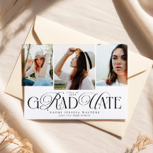 Modern Typography Multi Photo Elegant Graduation
