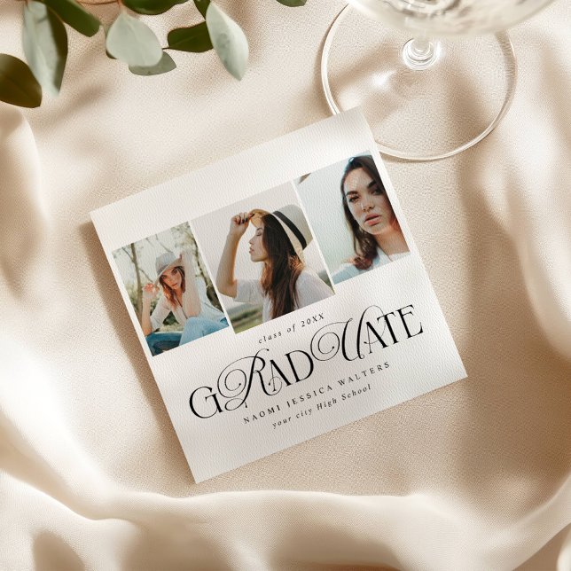 Modern Typography Multi Photo Elegant Graduation Serviette (Von Creator hochgeladen)