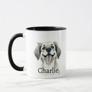 Modern Typography Pet Name Mug With Photo Tasse