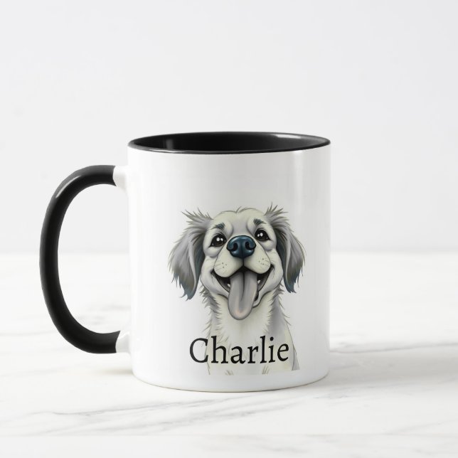 Modern Typography Pet Name Mug With Photo Tasse (Links)