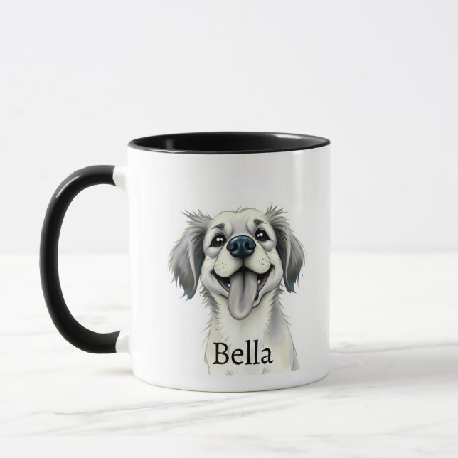 Modern Typography Pet Name Mug With Photo Tasse (Links)