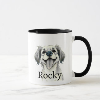 Modern Typography Pet Name Mug With Photo Tasse