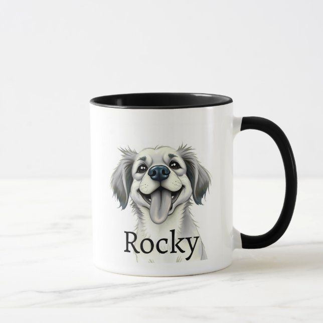 Modern Typography Pet Name Mug With Photo Tasse (Rechts)
