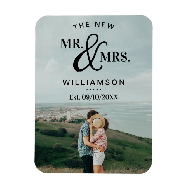 Modern Typography Photo Wedding Announcement Magnet (Vertikal)