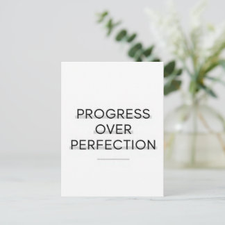 Modern typography progress over perfection text postkarte