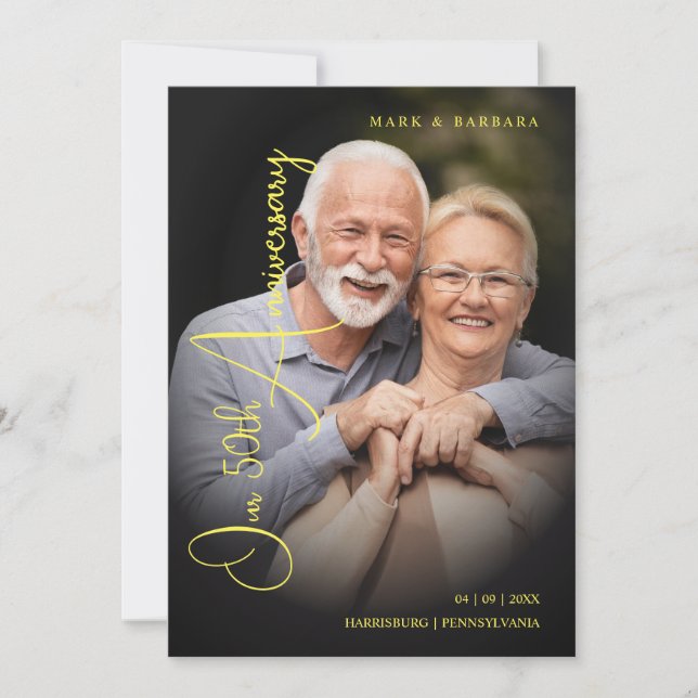 Modern Typography Script Photo Wedding Anniversary Save The Date (Vorderseite)