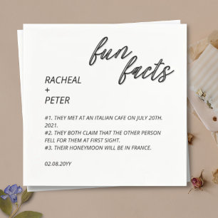 Modern Typography Simple Fun Facts Wedding  Serviette