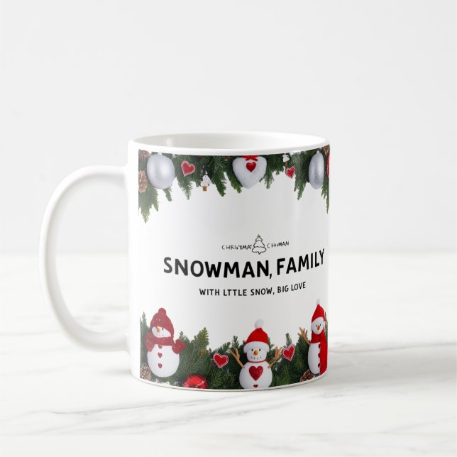 Modern Typography Snowman Family Classic  Kaffeetasse (Links)
