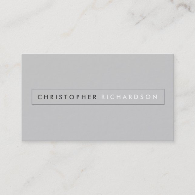 MODERN- und MINIMAL-Boxed-Namen-Logo auf Grau Visitenkarte (Vorderseite)