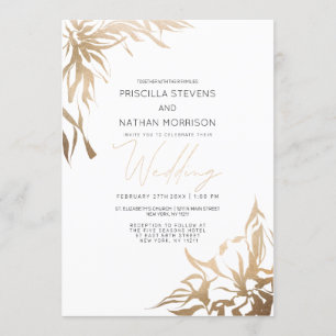 Modern und modern Elegant Gold Abstrakt Flora Hoch Einladung