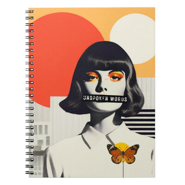 Modern | "Ungesprochene Wörter" Notebook-Journal Notizblock (Vorderseite)