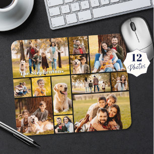 Modern Unique 12 Foto Collage Name Mousepad