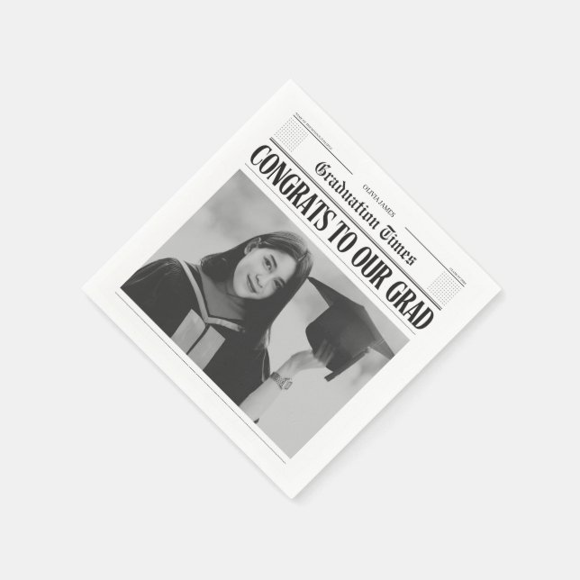 Modern unique funny photo newspaper graduation serviette (Ecke)
