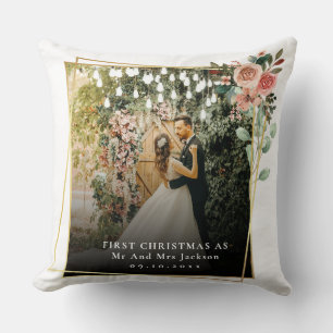 Modern Unser erstes Weihnachten als Herr und Frau  Kissen