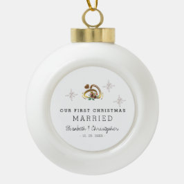 Modern Unser erstes Weihnachtsfest Verheiratet Keramik Kugel-Ornament