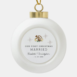 Modern Unser erstes Weihnachtsfest Verheiratet Keramik Kugel-Ornament