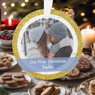 Modern Unsere ersten Weihnachten zusammen 2 Fotos Ornament
