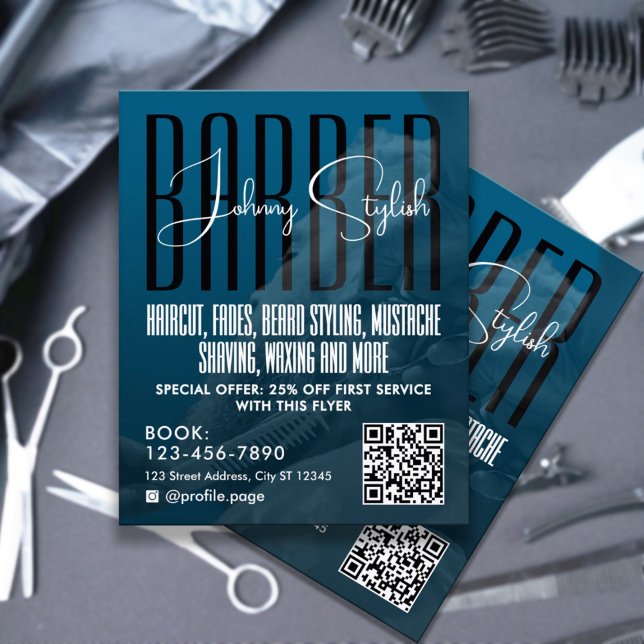 Modern urban style barber shop Flyer (Von Creator hochgeladen)