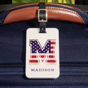 Modern USA Flag Monogram M Gepäckanhänger