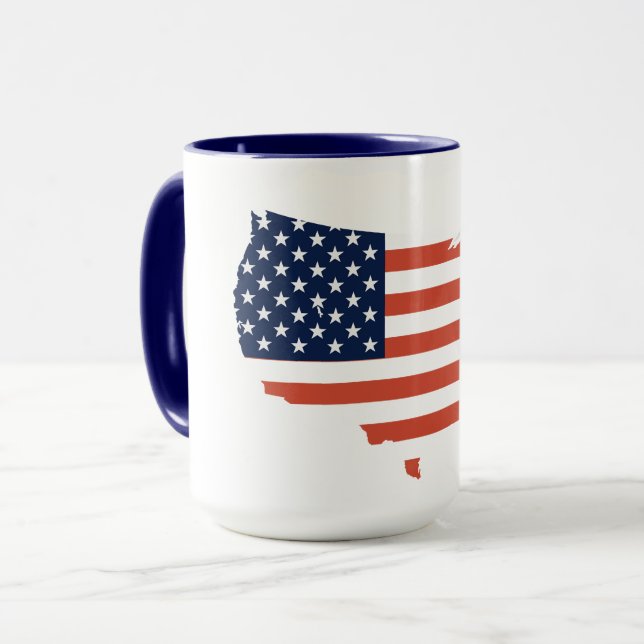 Modern USA Map Outline - American Pride White Mug (Devant gauche)