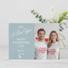 Modern Valentine’s Day Photo Card  Light Blue Gray Dankeskarte