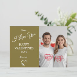 Modern Valentine’s Day Photo Card – Olive Dankeskarte