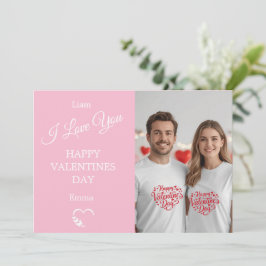 Modern Valentine’s Day Photo Card – Soft Coral Dankeskarte