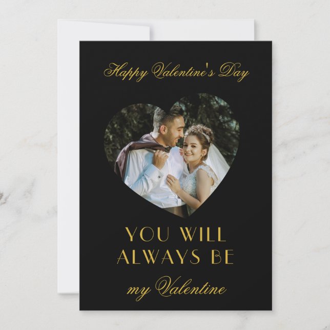 Modern Valentines Day Black Note Card for Couples Mitteilungskarte (Vorderseite)