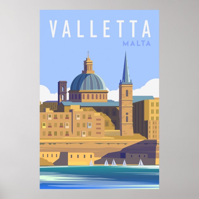 Modern Valletta malta Travel Poster (Vorne)