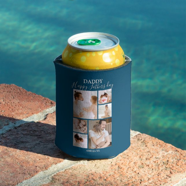 Modern | Väter Day Foto Collage Can Cooler Dosenkühler (In Situ Pool)