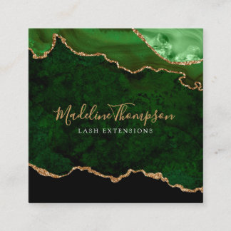 Modern Velvet Green Marble Agate Geode Square Quadratische Visitenkarte