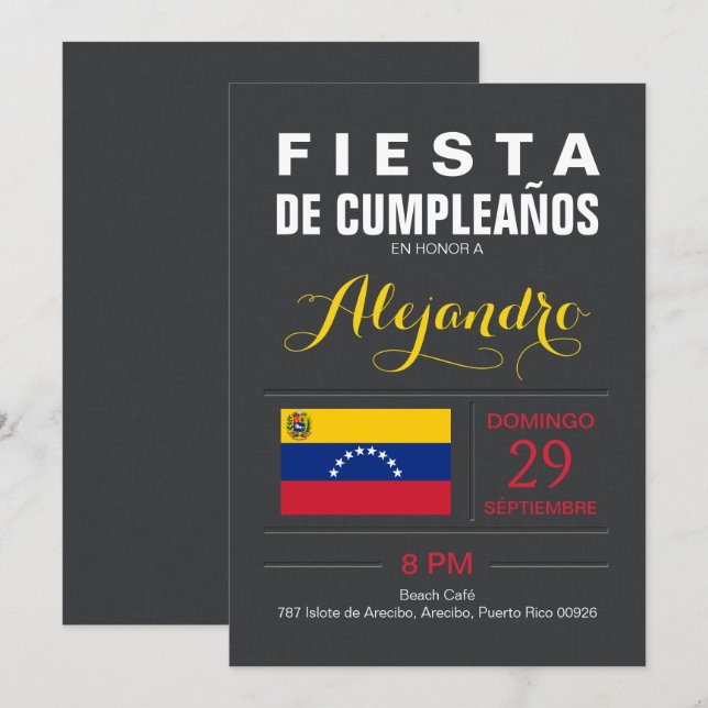 Modern: Venezuela-Party Einladung (Vorne/Hinten)