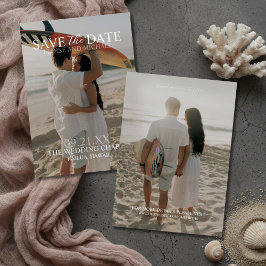 Modern Vertical Double-sided Photo Save The Date Einladung