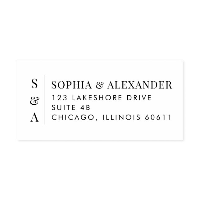 Modern Vertical Monogram & Minimalist Permastempel (Design)