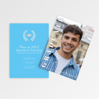 Modern Vertical Name Graduation Photo Announcement Einladung