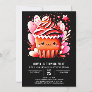 Modern verzauberte Schokolade Muffin Girl Birthday Einladung