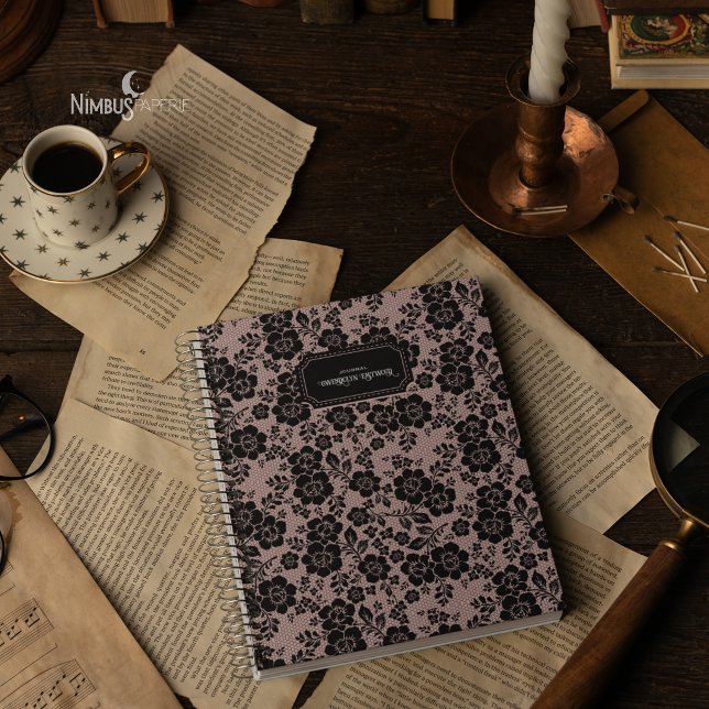 Modern Victorian Black Lace Blush Pink Journal Notizbuch (Von Creator hochgeladen)
