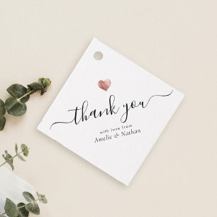 Modern Vielen Dank, dass Sie Script Rose Gold Hear Geschenkanhänger
