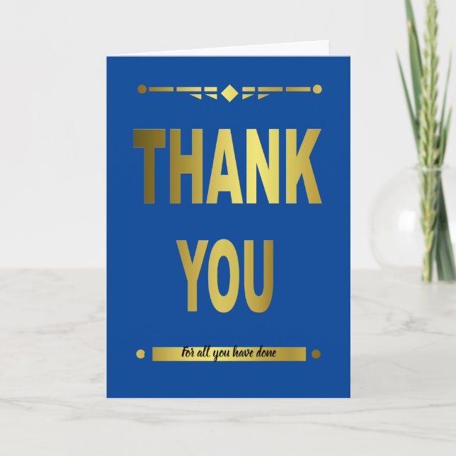 Modern Vielen Dank für die Blue Gold Typografy Car Dankeskarte (Vorderseite)