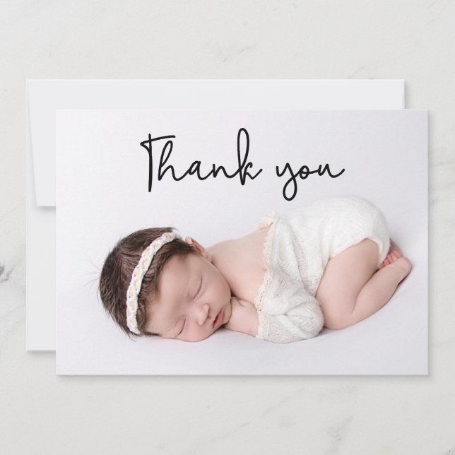 Modern Vielen Dank für Ihr Script Baby Girl Foto B Ankündigung (Vorderseite)